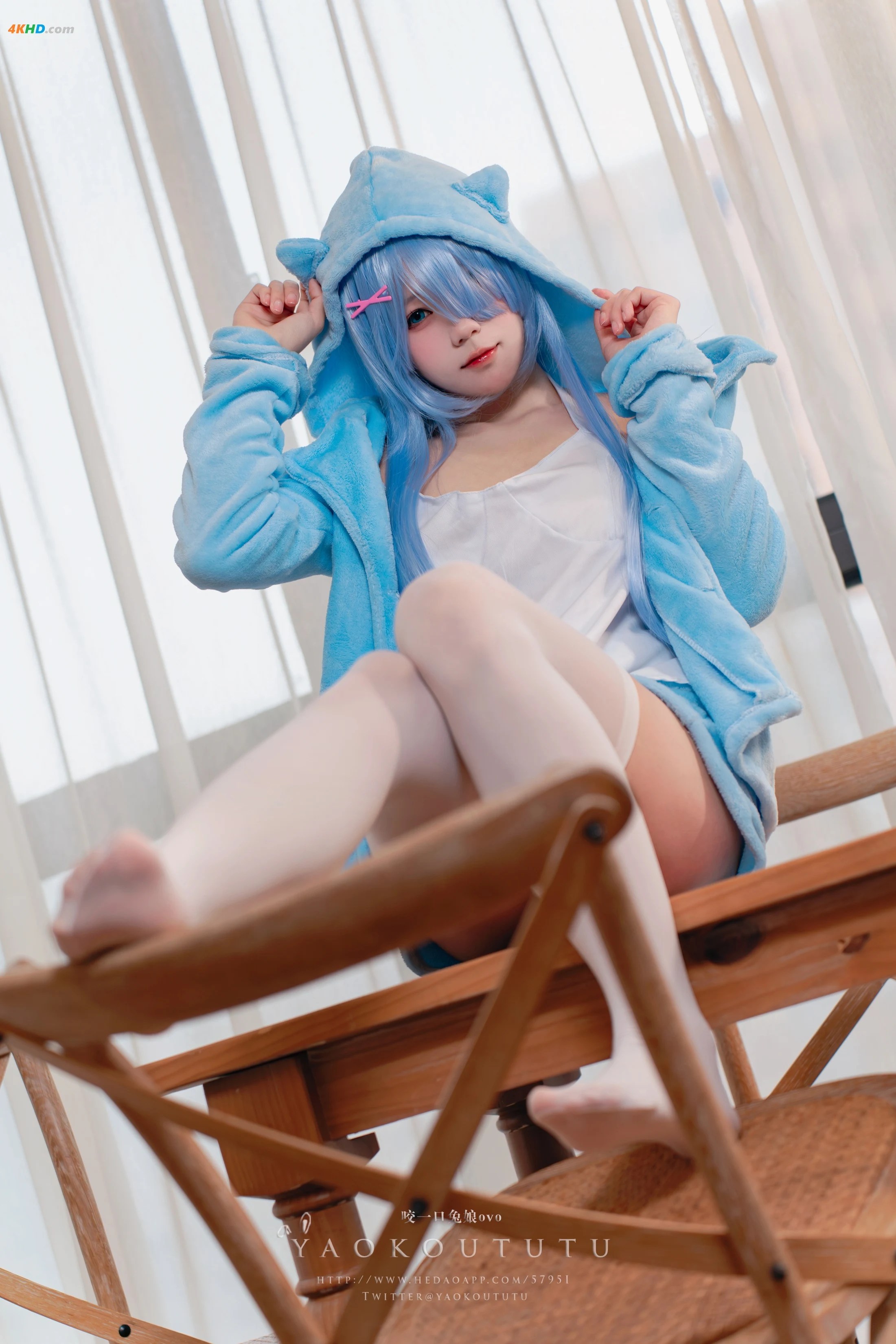 黏黏团子兔 – 『蕾姆喵喵』&小剧场[995MB-50photos]